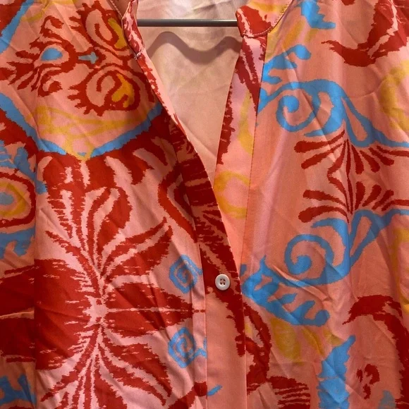 Colorful Patterned Button-Up 3XL Dress - Picture 3 of 4